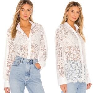 ATM Anthony Thomas Melillo Floral Lace Sheer Panel Blouse